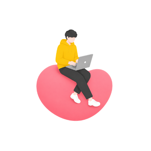 ノートパソコンを操作する人物